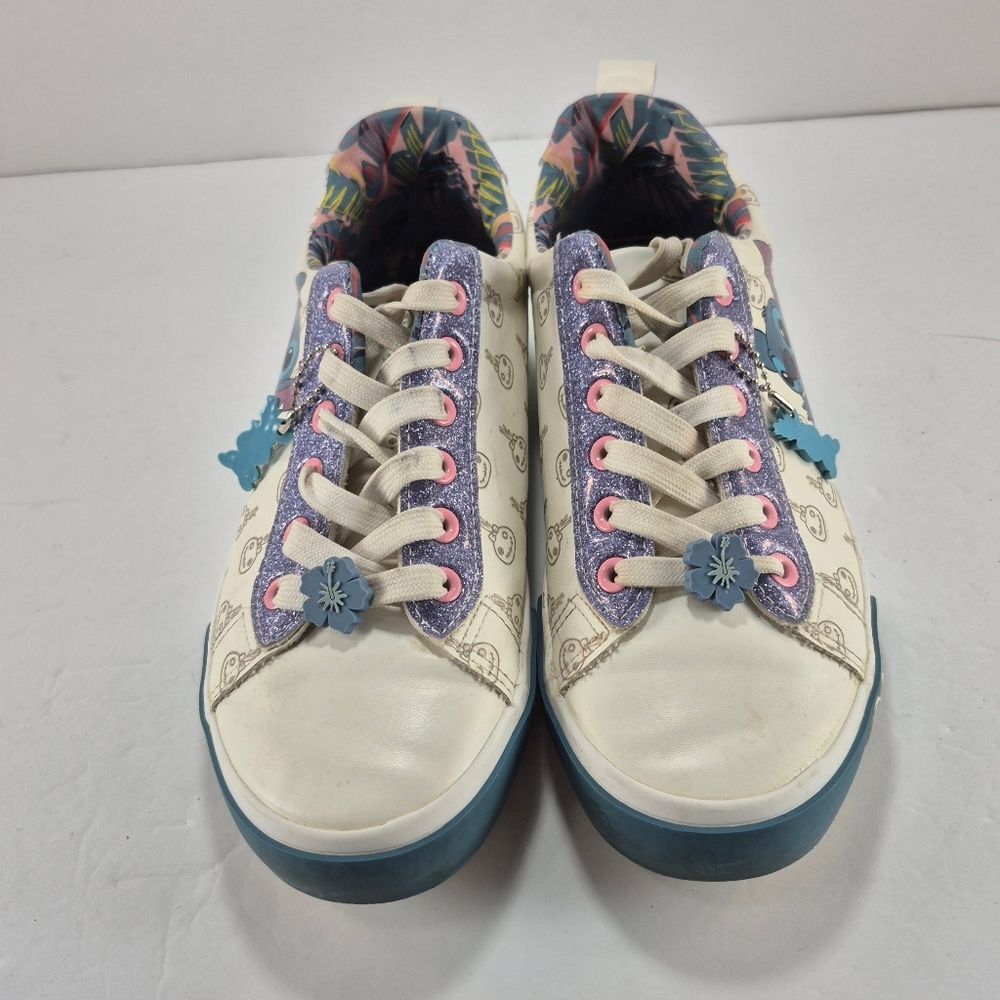 Disney Lilo & Stitch "Ohana" Graphic Low Top Court Sneakers With Charms Size 8.. - Picture 5 of 11